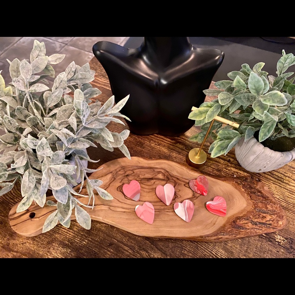 Handmade Clay Valentine’s Day Series Hearts Studs - Picture 4 of 6